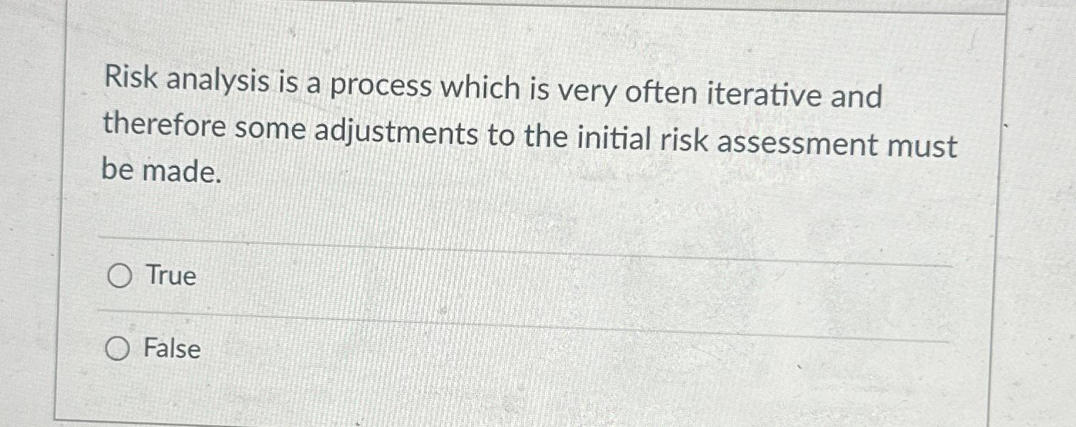  Risk analysis is a process which is very often iterative and