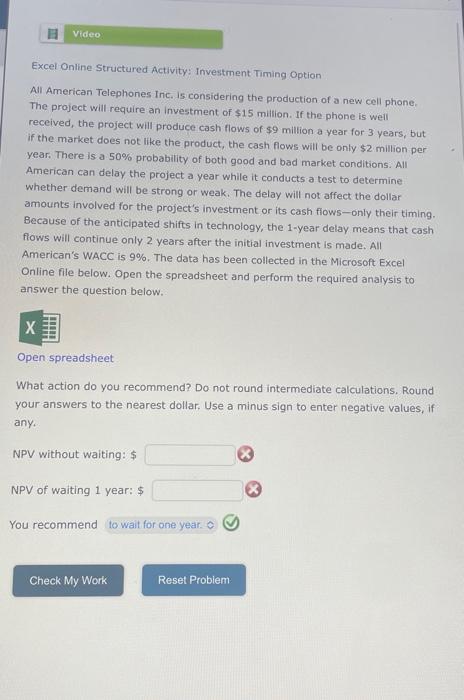 please help me solve this! thank you Excel Online Structured Activity: Investment