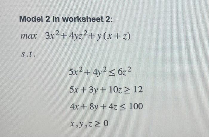the following models using Excel Solver in two worksheets of one Excel