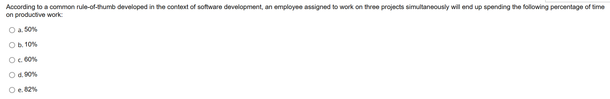 on productive work: a. 50% b. 10% c. 60% d. 90%