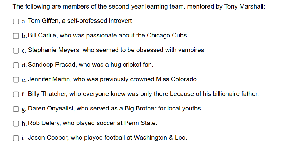 e. 82% The following are members of the second-year learning team, mentored