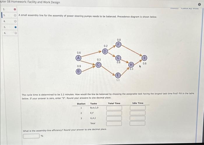  help! pter 08 Homework: Facility and Work Design A small assembly