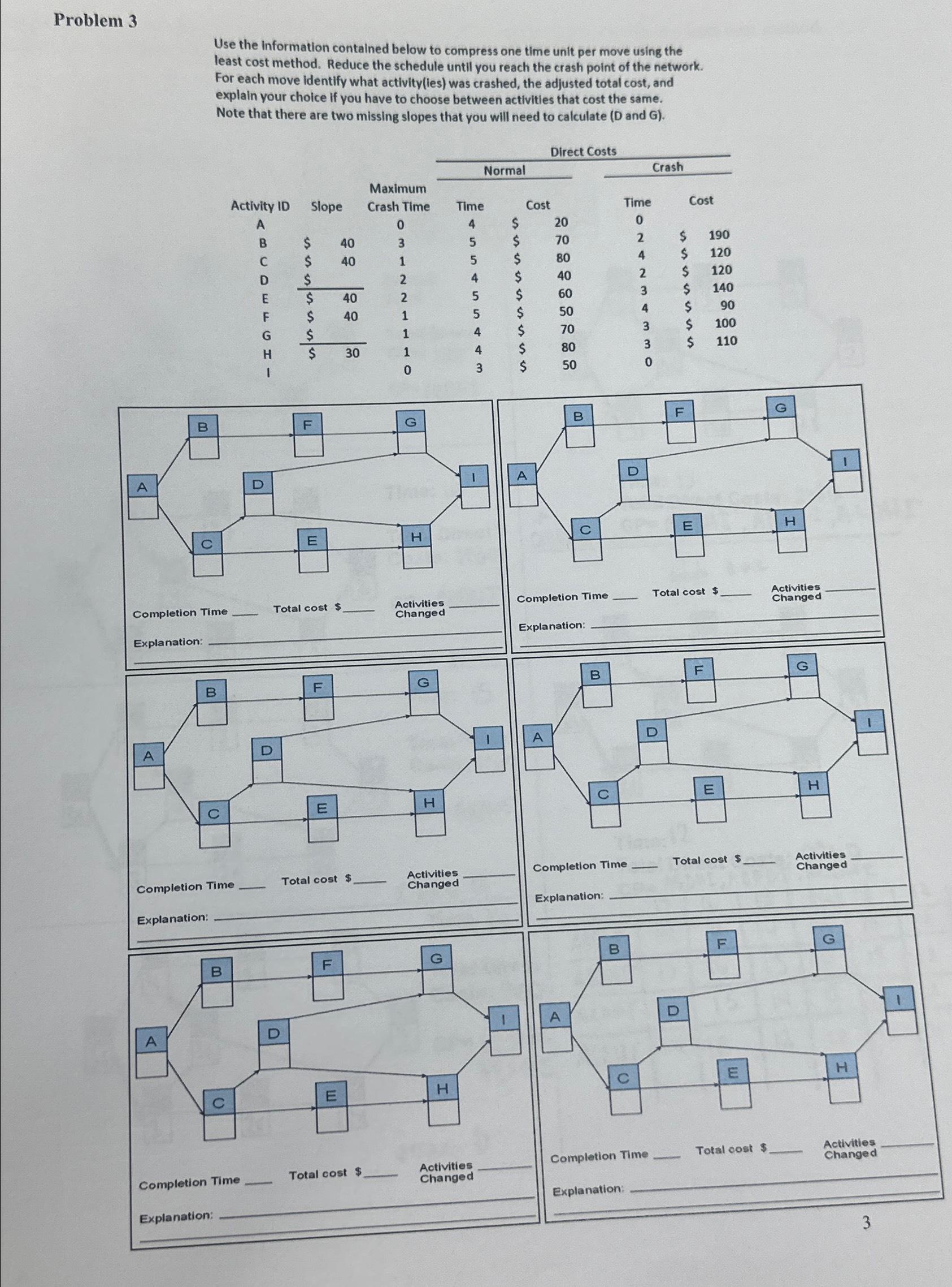  Problem 3 Use the information contained below to compress one time