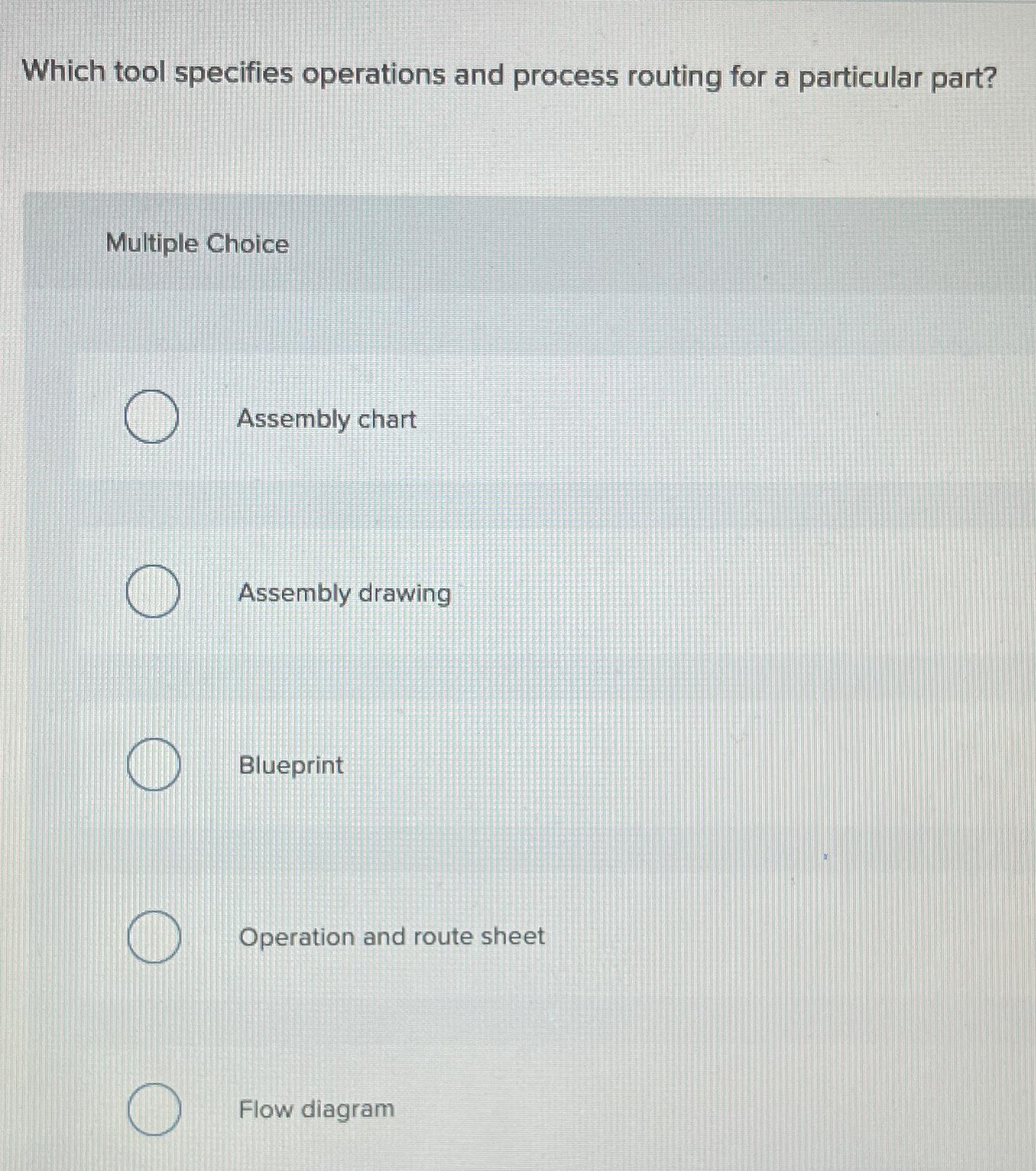  Which tool specifies operations and process routing for a particular part?