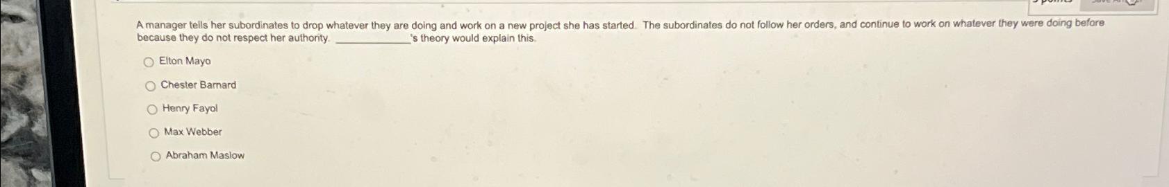  because they do not respect her authonity. s theory would explain