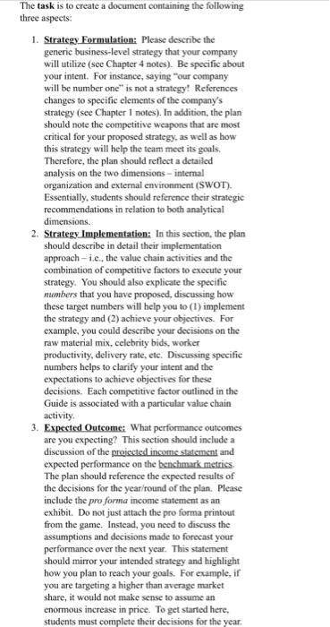 could I please have an example of how to write the Strategic