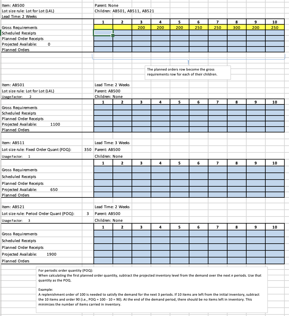  Complete the spreadsheets in the homework workbook by manually calculating the