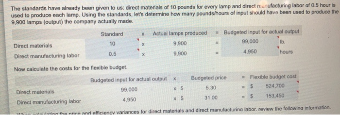 that there was no beginning inventory of either direct following standards per