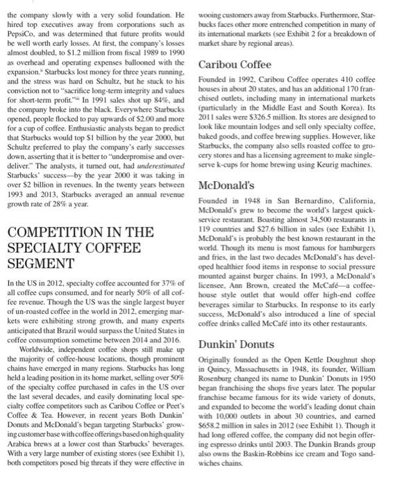 the firms vision and mission statements in the case b. Prepare a