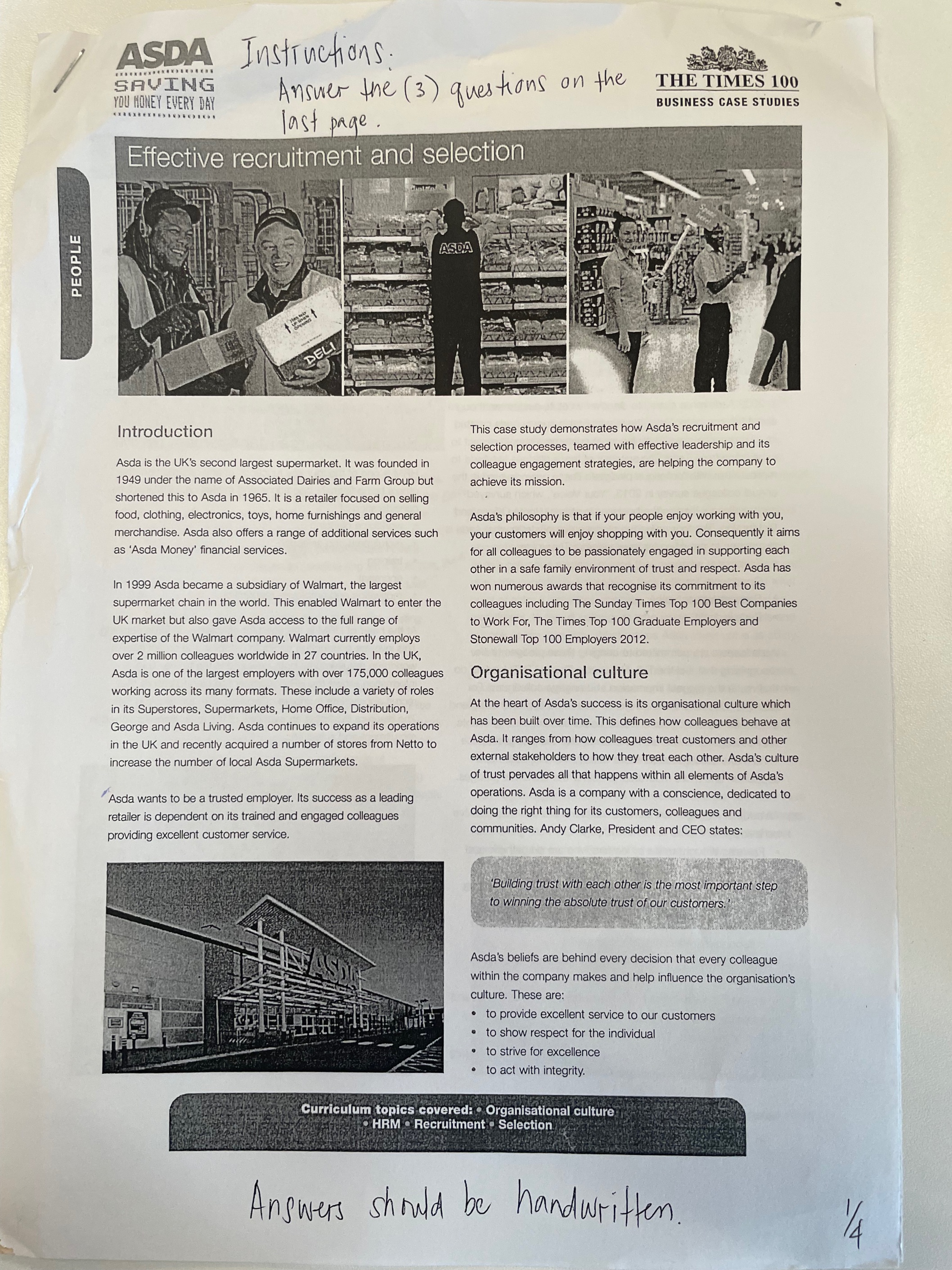 recruiting new colleagues. (4 marks) Analyse the pros and cons to Asda