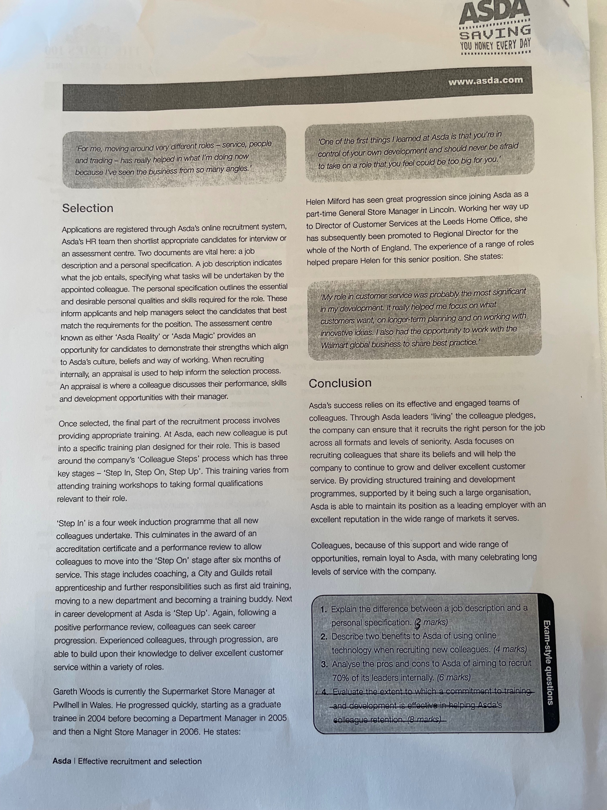 of aiming to recruit 70% of its leaders internally. (6 marks) Please