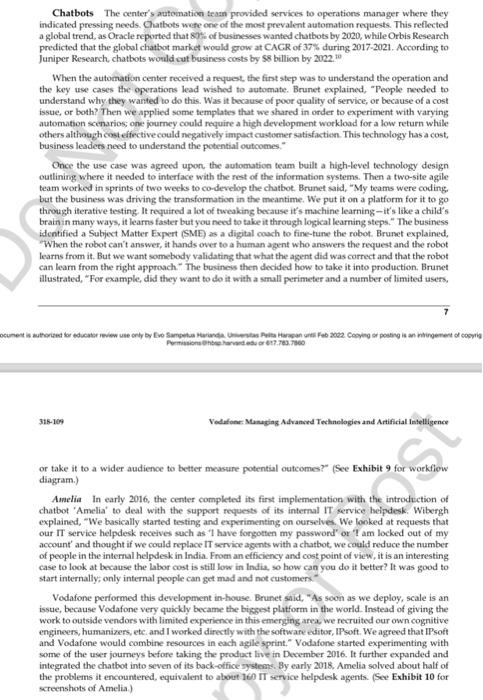 Need a case study analysis of the Vodafone Managing Advanced Technologies Artifical