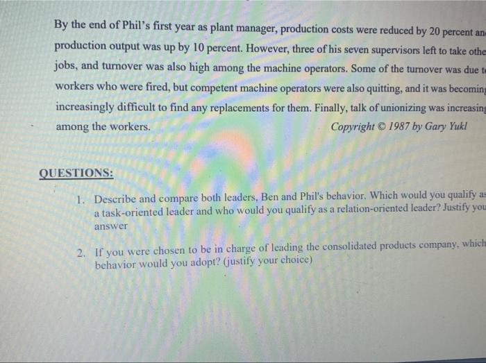 suivantes : Tabicau I Tableau Consolidated Products is a medium-sized manufacturer of