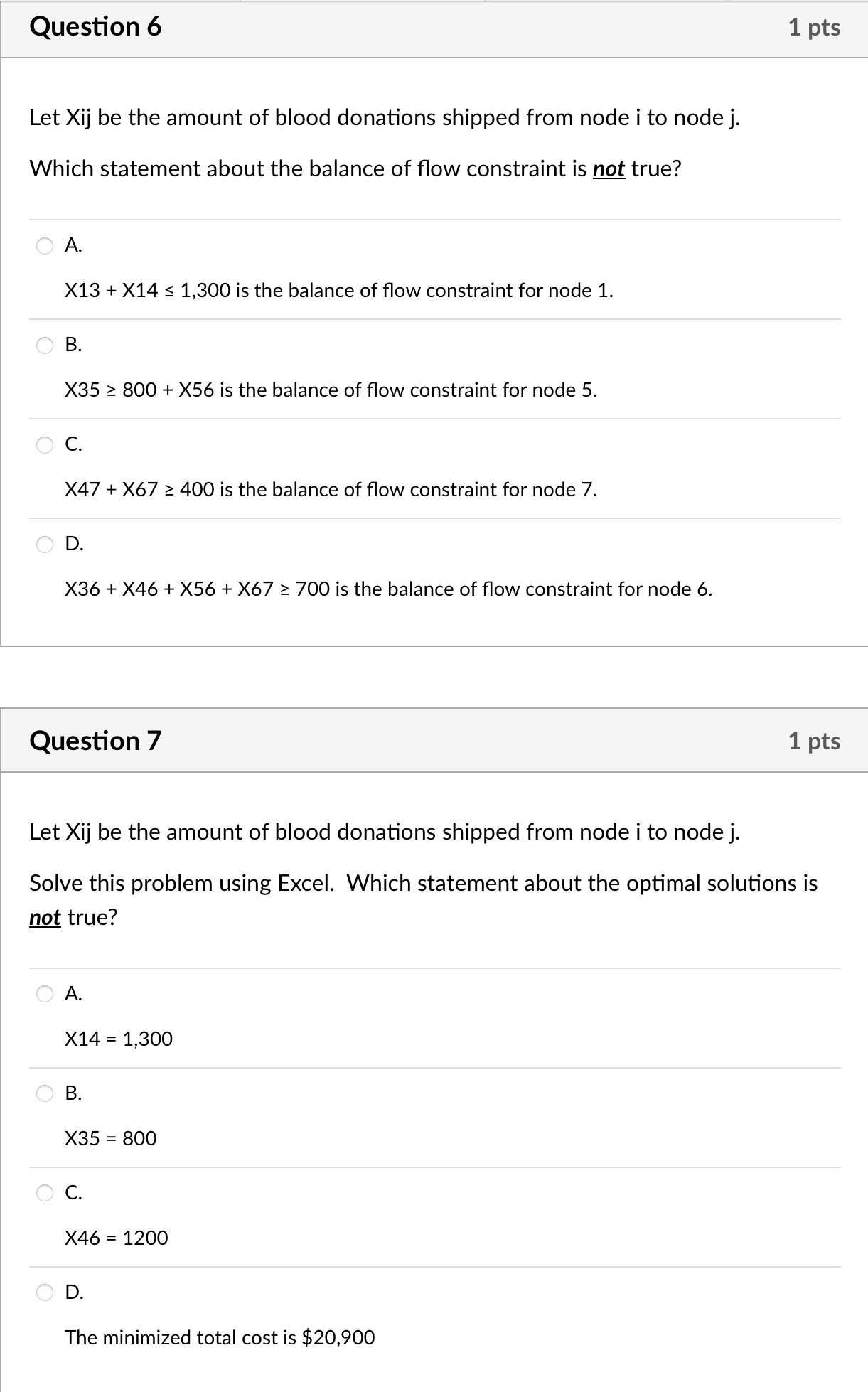 Red Cross wants to determine the least expensive way to transport available