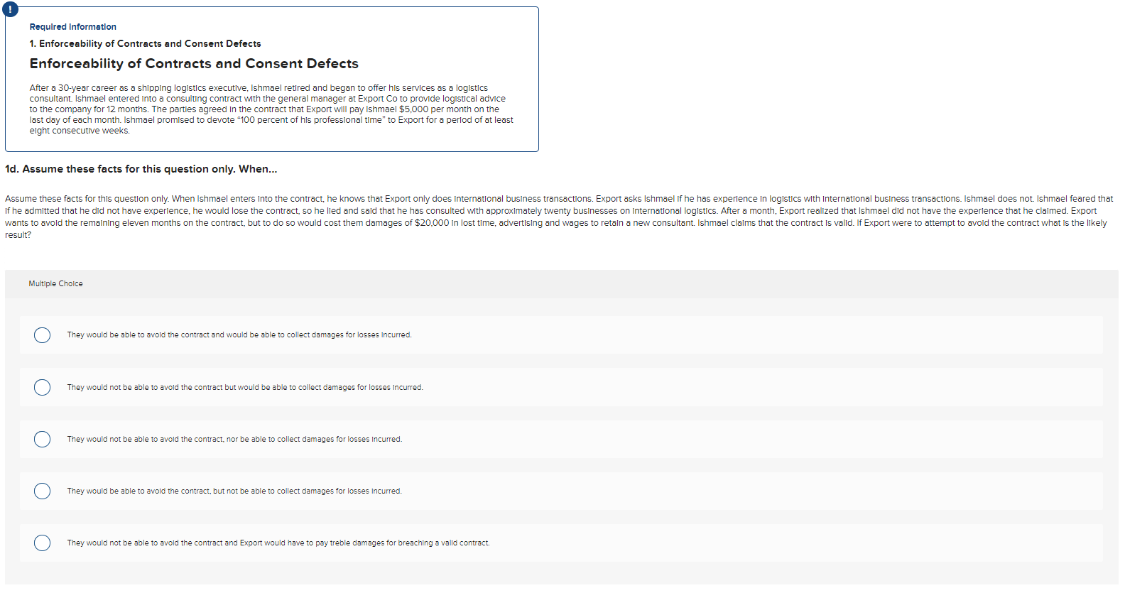 Requlred Information 1. Enforceability of Contracts and Consent Defects Enforceability of