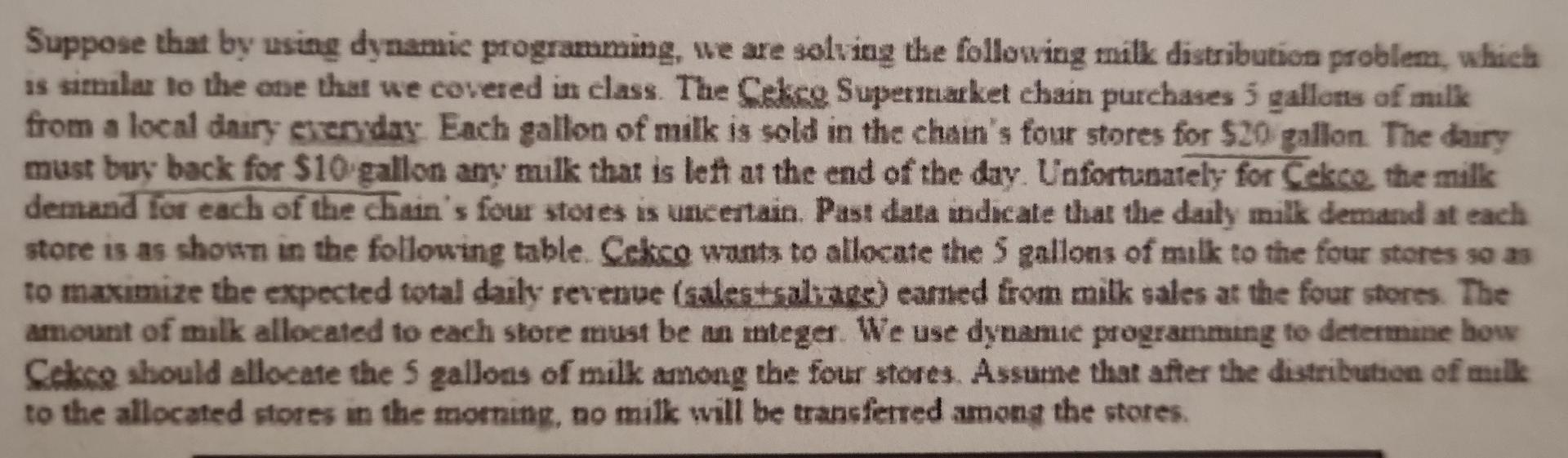  Suppose that by using dynamic programming, we are solving the following