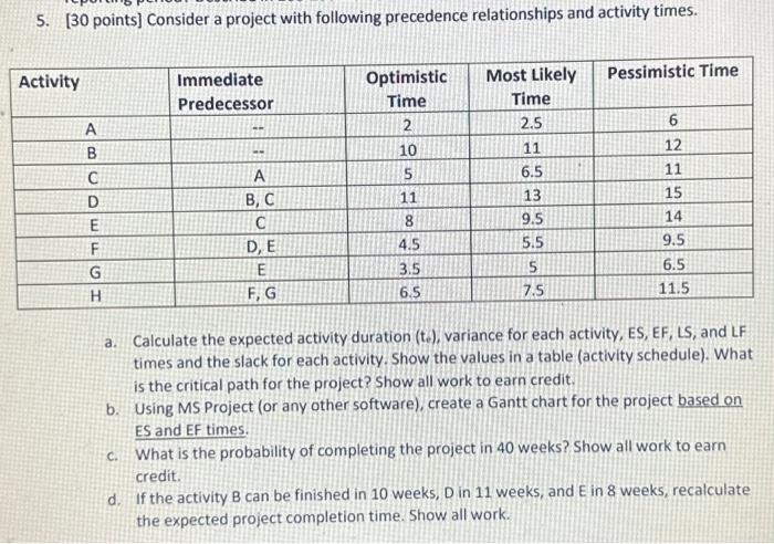 can you please answer a b c & d and seperate the