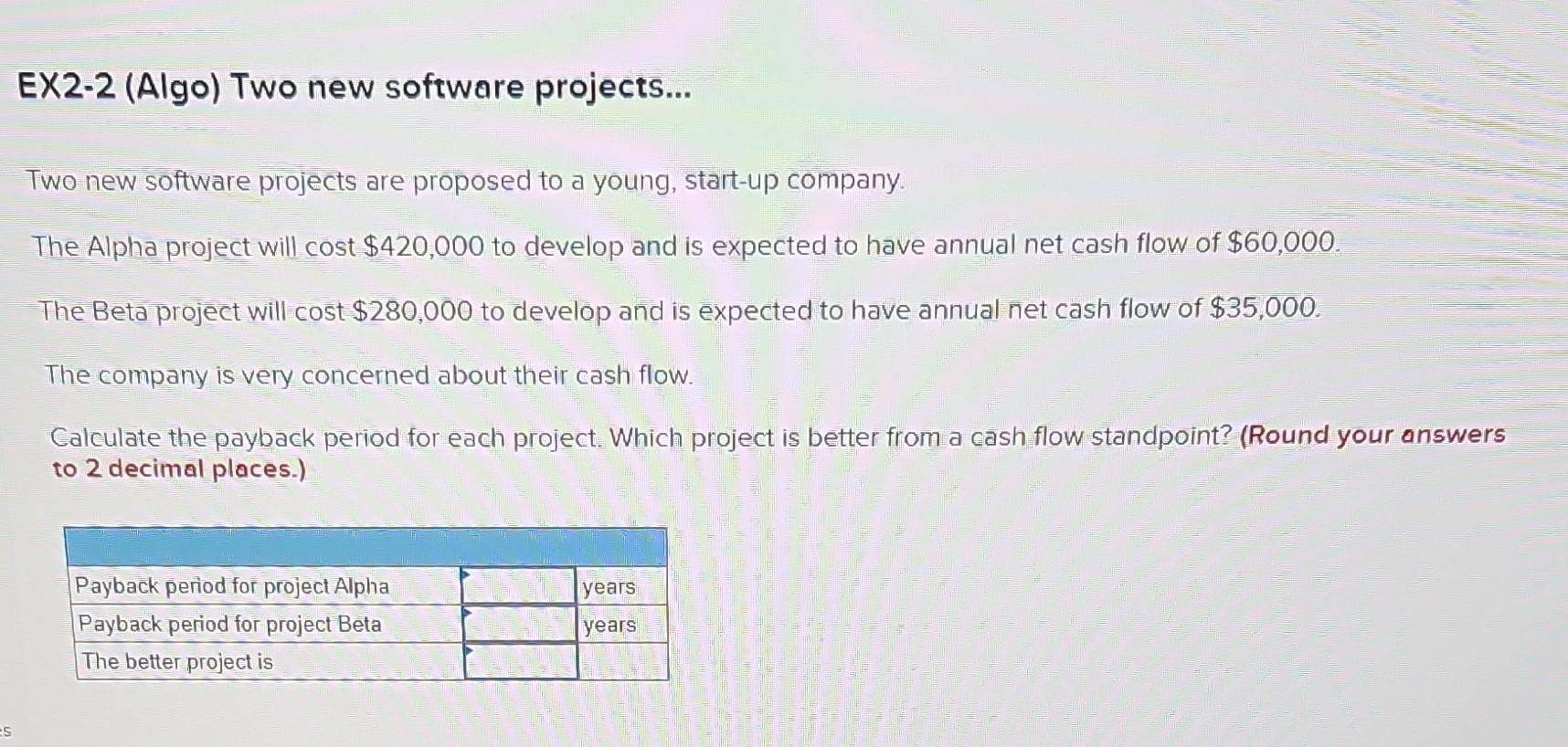  EX2-2 (Algo) Two new software projects... Two new software projects are