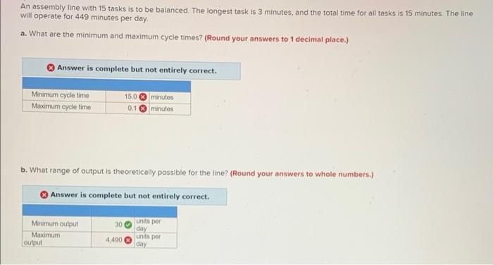  An assembly line with 15 tasks is to be balanced. The
