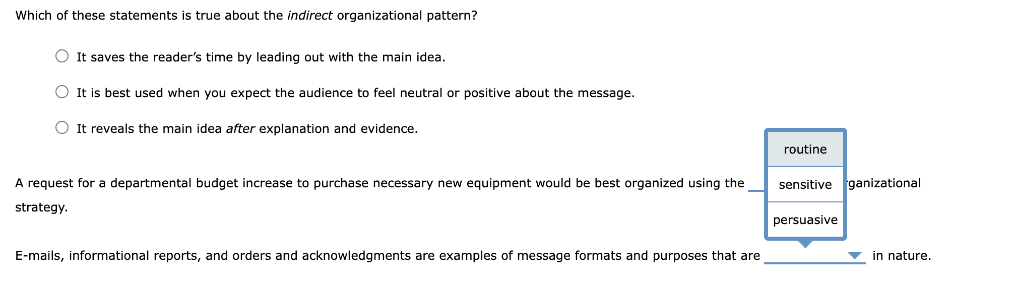 On part b) the options are direct or indirect Which of these