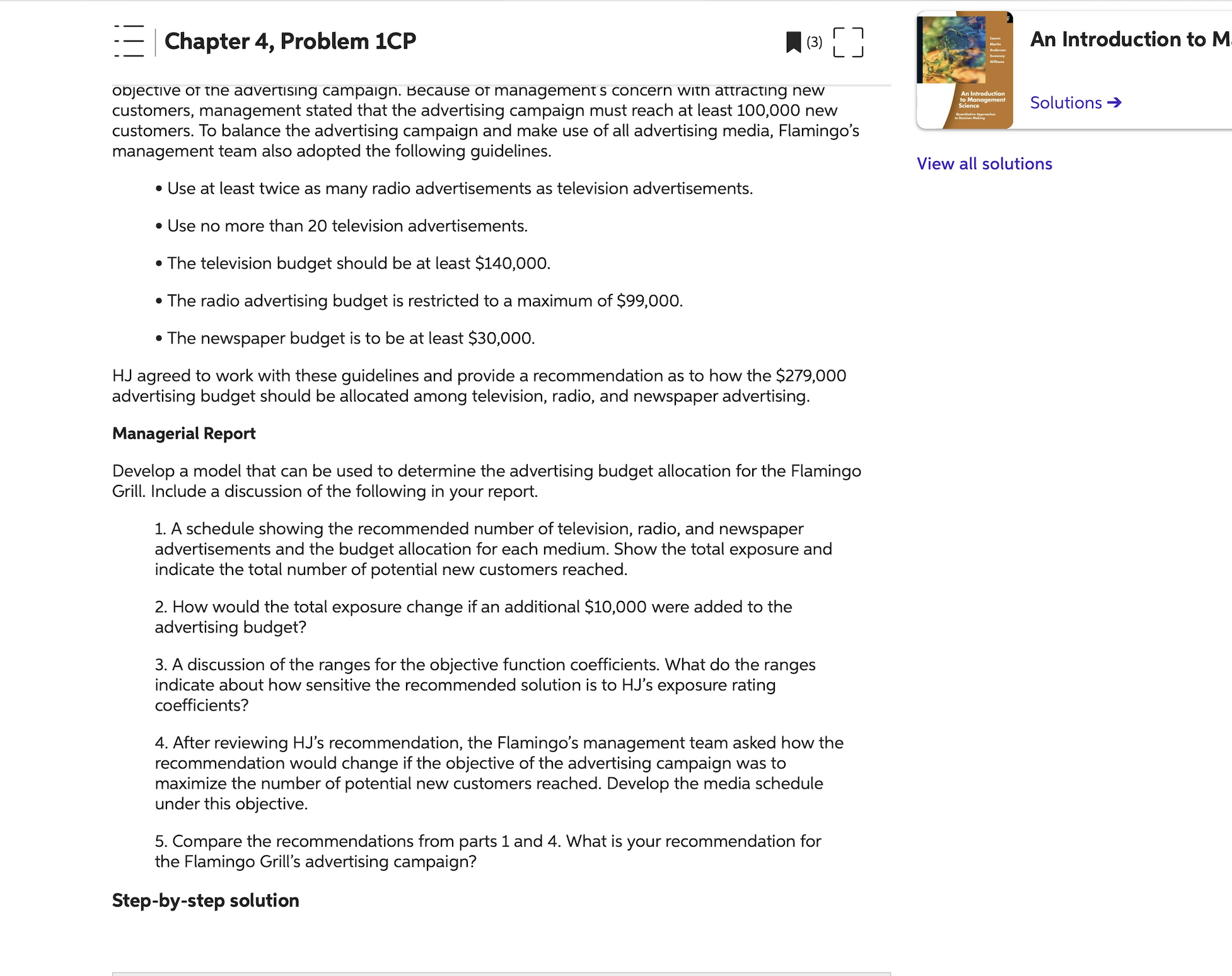 := Chapter 4, Problem 1CP (3) An Introduction to M objective