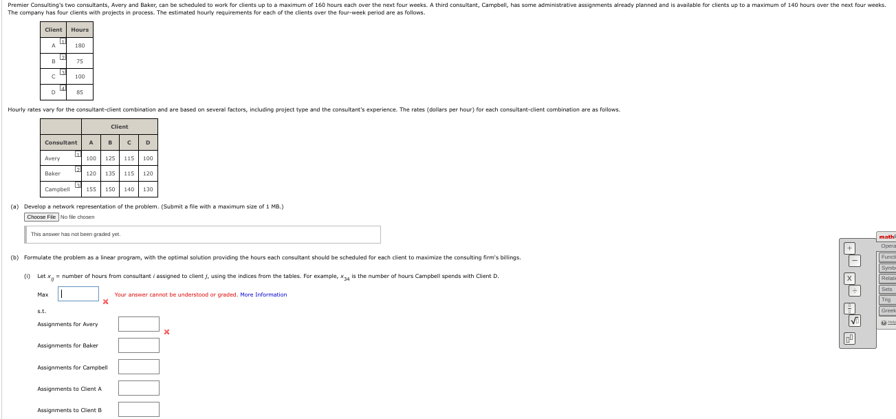  (a) Develop a network representation of the problem. (Submit a file