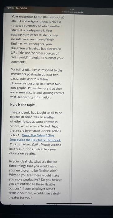 please hell asap Your responses to me (the instnuctor) should add original