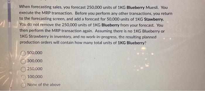 order: Enter Sales Forecast Convert Planned Production Orders to Production Orders Wait