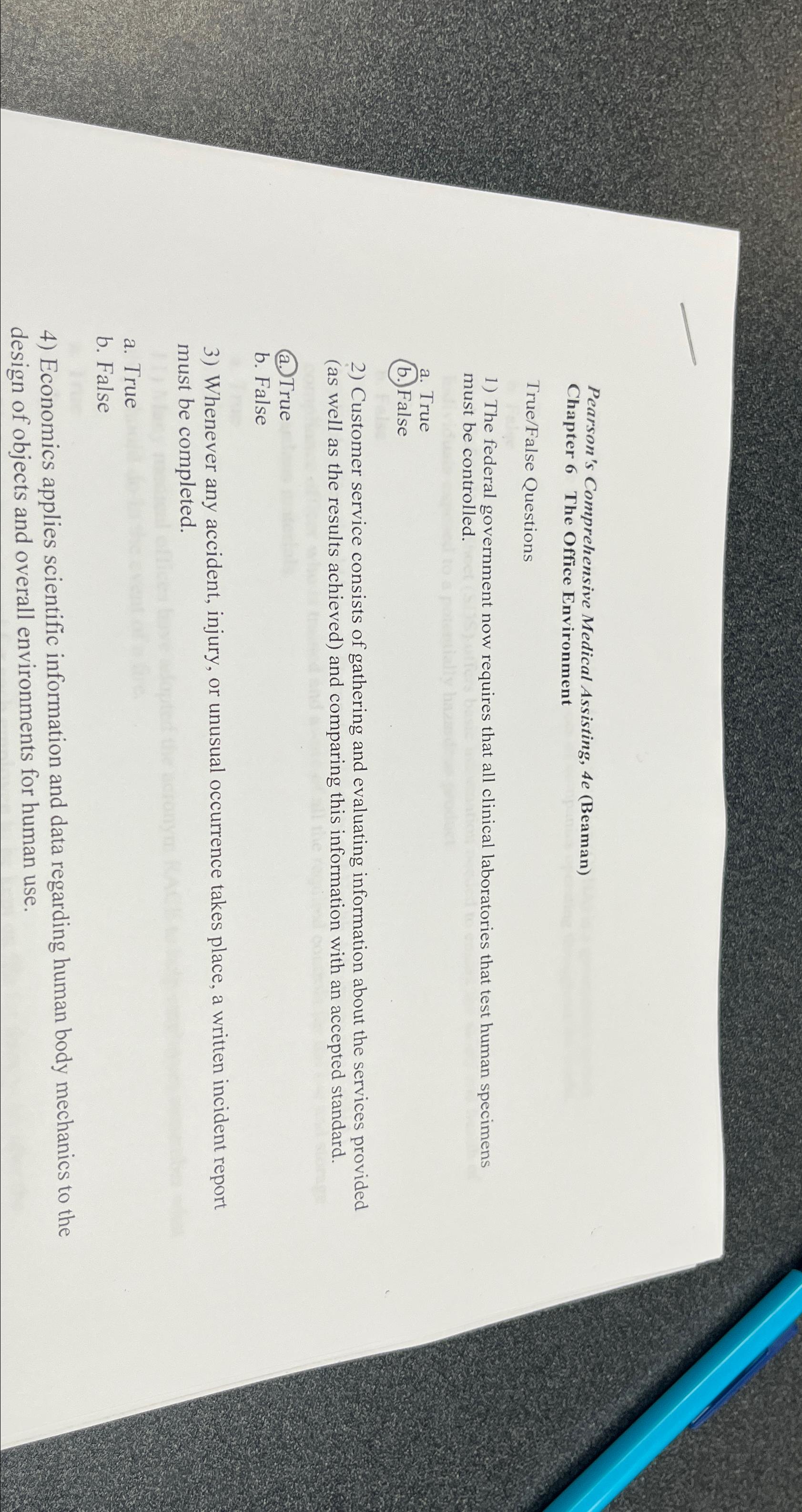  Pearson's Comprehensive Medical Assisting, 4e (Beaman) Chapter 6 The Office Environment