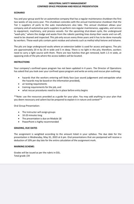 please help for my writtenreport CONFINED SPACE PROGRAM AND RESCUE PRESENTATION SCENARIO