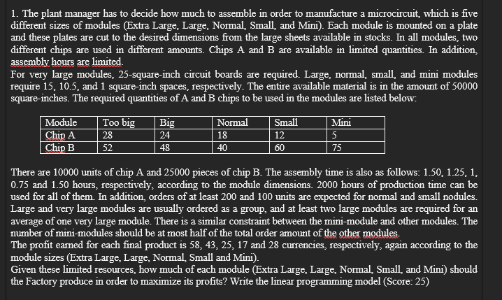  Operational Research Q #1 