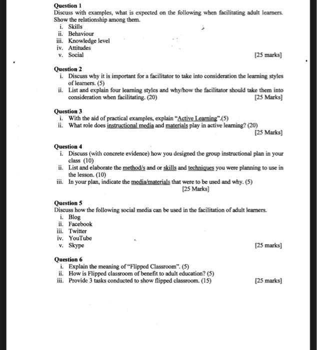  Question 1 Discuss with examples, what is expected on the following