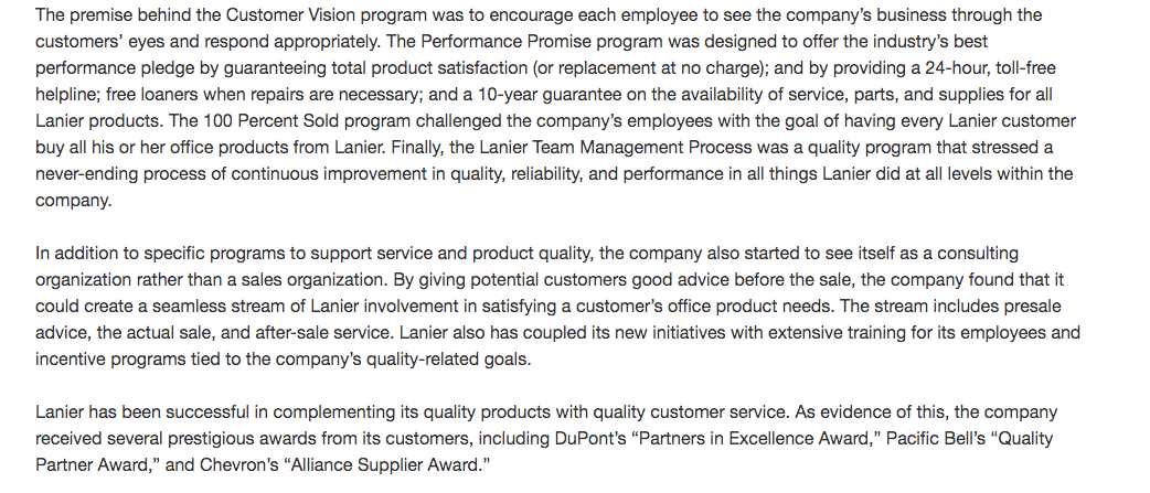 Why was it important for Lanier to develop specific programs, like Customer