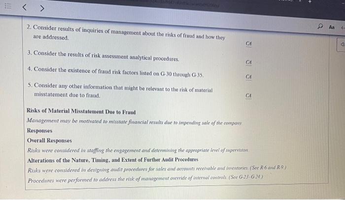 6 APPENDIX AUDIT CASE EXERCISE 6C-1 Planning information for the audit of