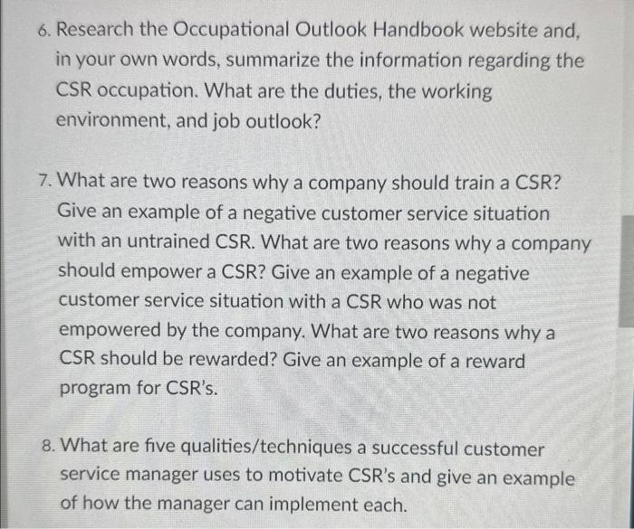 The Vocal Customer. Produce a customer service scenario for each customer type