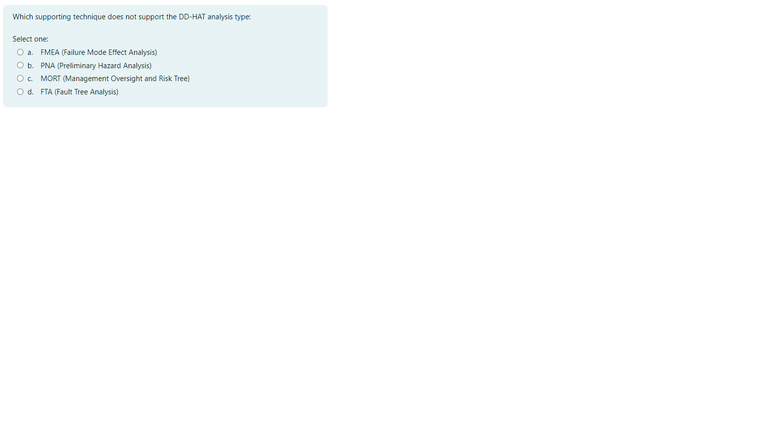 Which supporting technique does not support the DD-HAT analysis type: Select