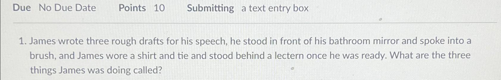  Due No Due Date Points 10 Submitting a text entry box