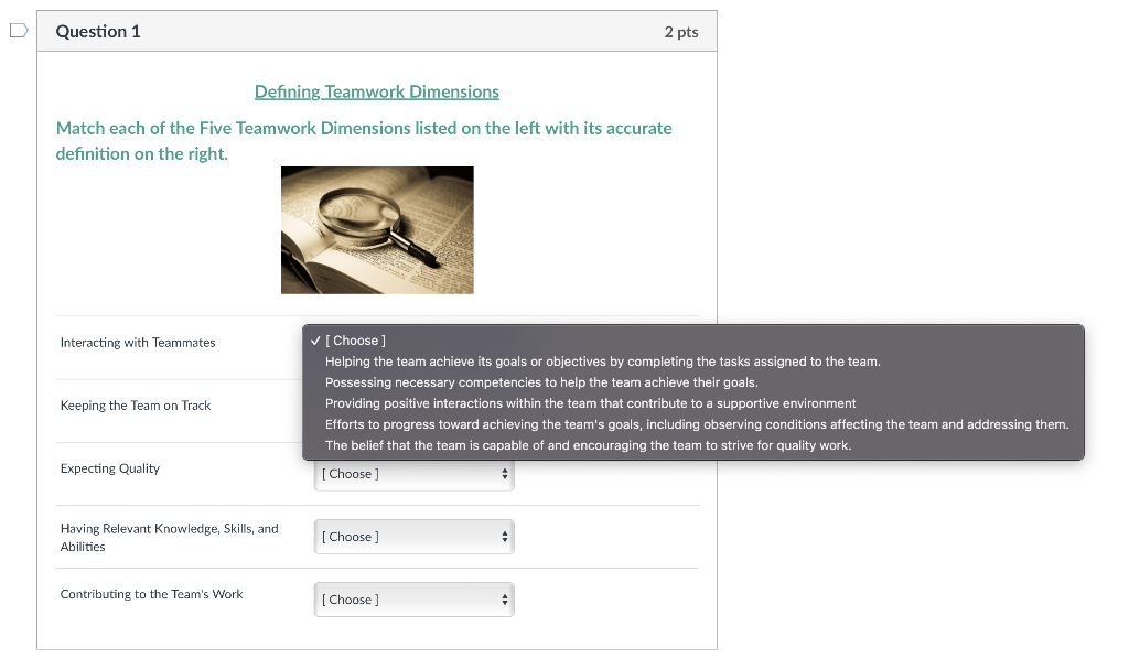 please I need help on this its due today Defining Teamwork Dimensions
