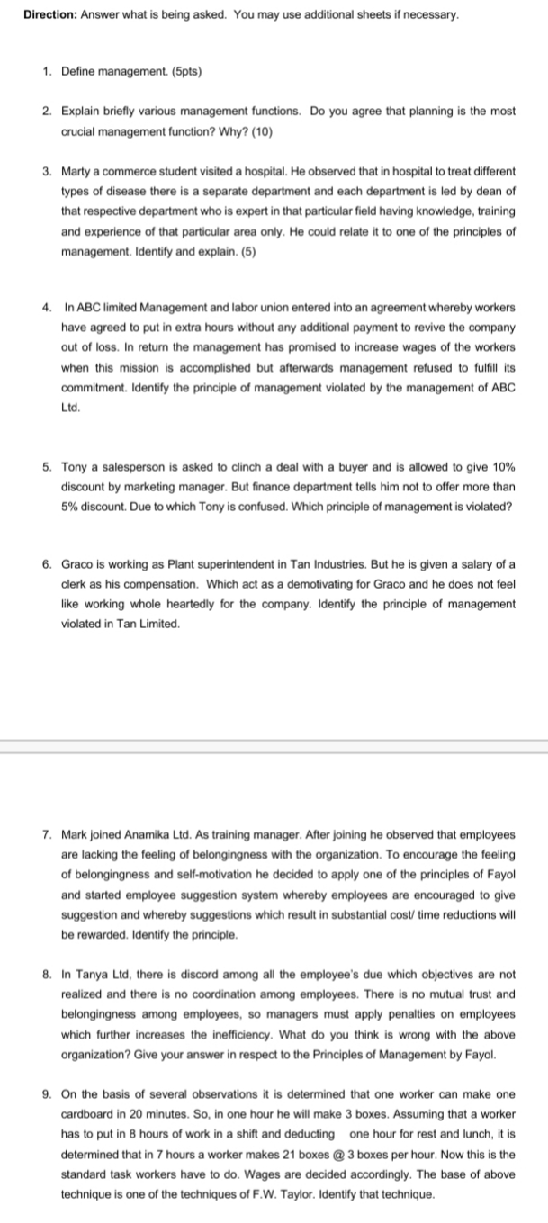 can someone tutor me with this one Direction: Answer what is being