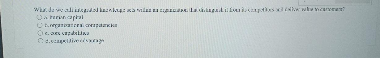  What do we call integrated knowledge sets within an organization that