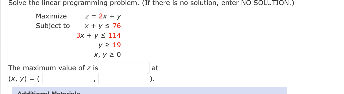 unit 3.3 Solve the linear programming problem. (If there is no solution,