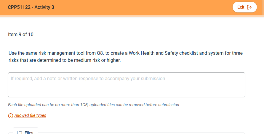  Use the same risk management tool from Q8. to create a