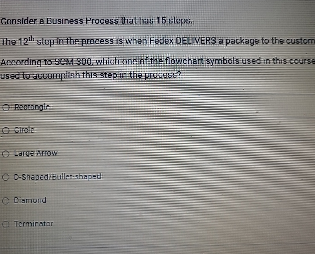  Consider a Business Process that has 15 steps. The 12th step