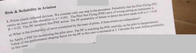  Risk & Reliability in Aviation 