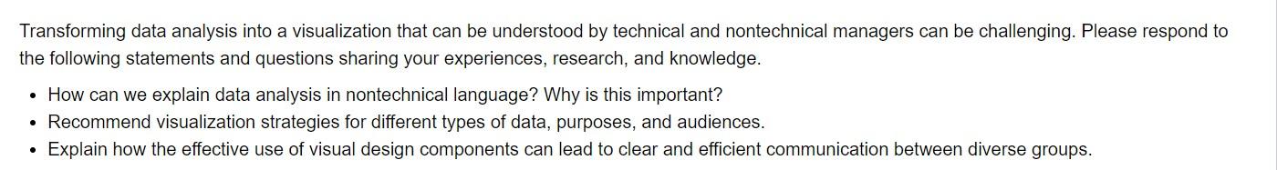  Transforming data analysis into a visualization that can be understood by