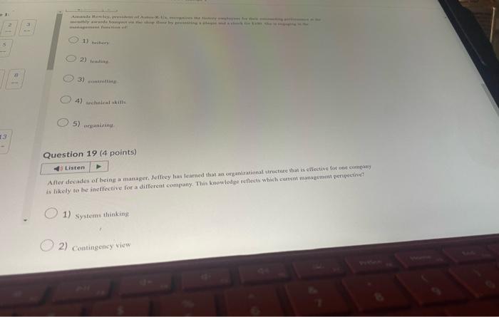 2) managerial control 5) Name of ines Question 20 ( 4 points)