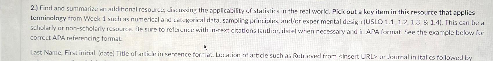  2.) Find and summarize an additional resource, discussing the applicability of
