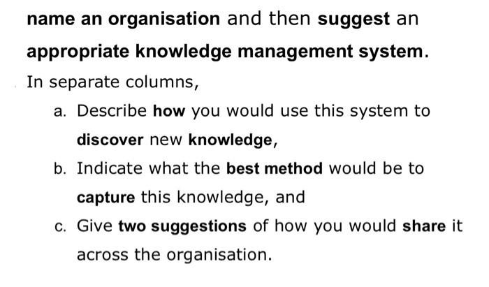 in an organisational context to the test. name an organisation and then