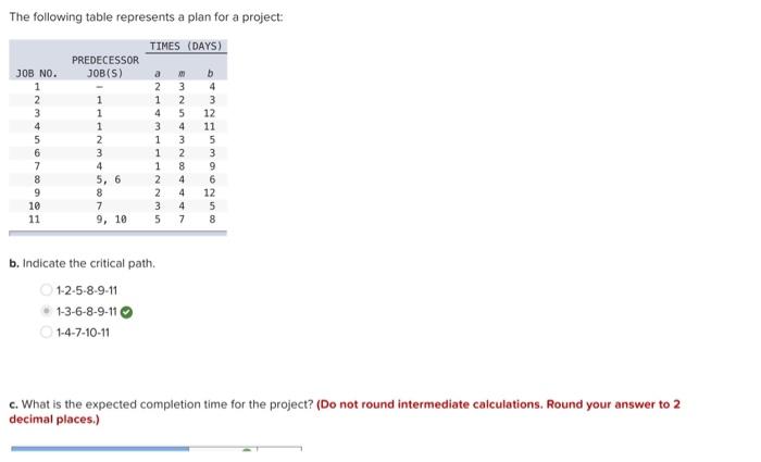 please give correct answer to question E c. What is the expected