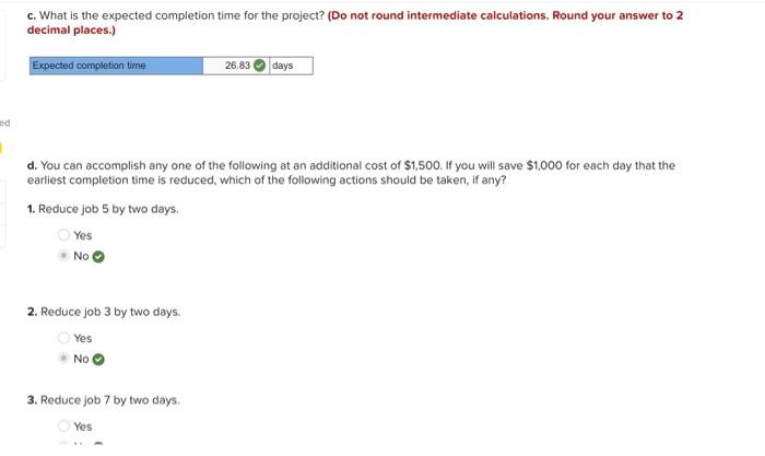 completion time for the project? (Do not round intermediate calculations. Round your